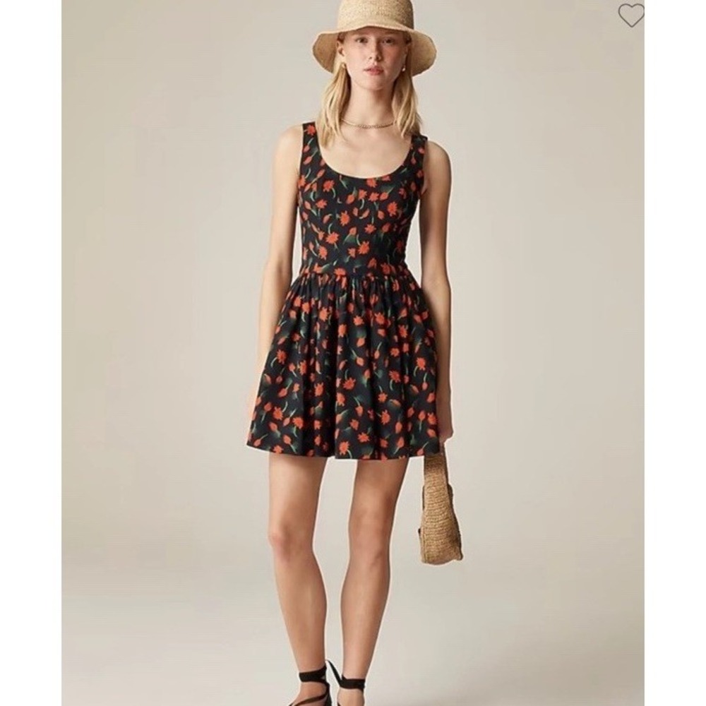 NWT J.Crew Fit-and-flare mini dress in painted‎ daisy print Women's Size 2